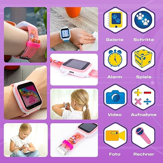 Pat' Patrouille Montre Enfant Technaxx Rose 4G, GPS, SOS, Appels et Suivi, Vidéo, 6-10 ans.