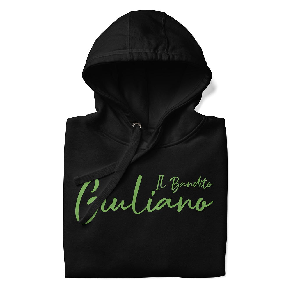Giuliano il Bandito pull unisexe à capuche avec poche avant.