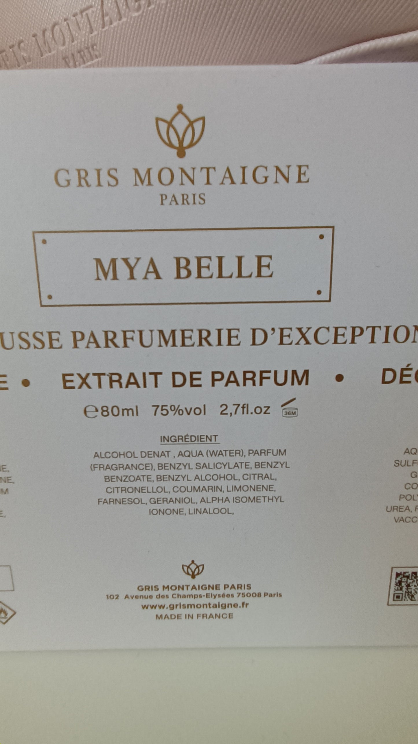 Coffret Exclusif Gris Montaigne Paris Mya Belle pour Femme.