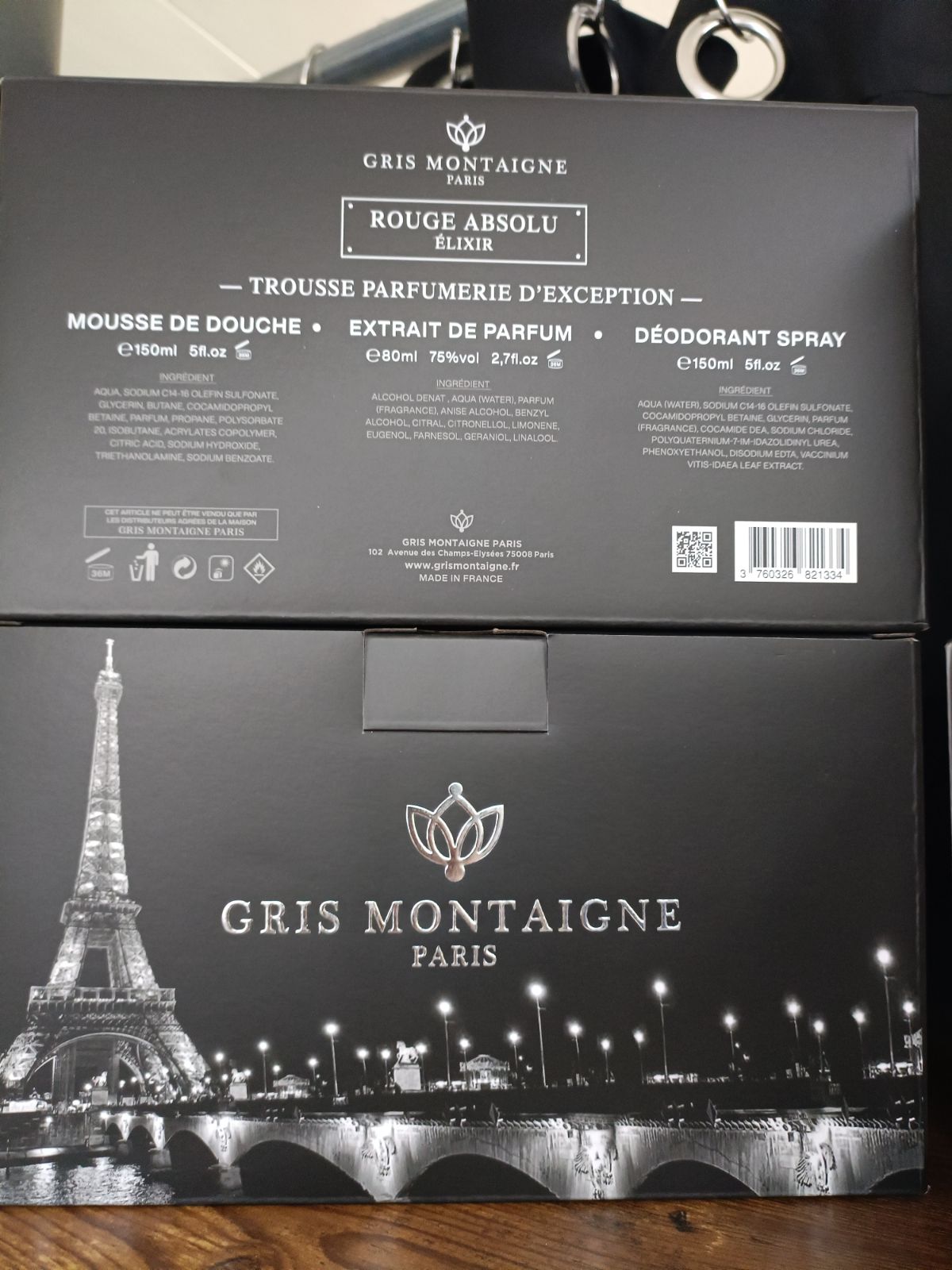 Coffret Rouge Absolu Élixir Homme de Gris Montaigne Paris, Élégance Intemporelle.