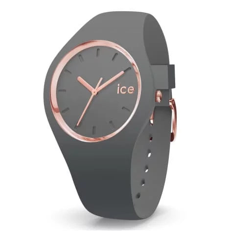 Montre ICE glam couleur gris rose gold bracelet silicone 44 mm.