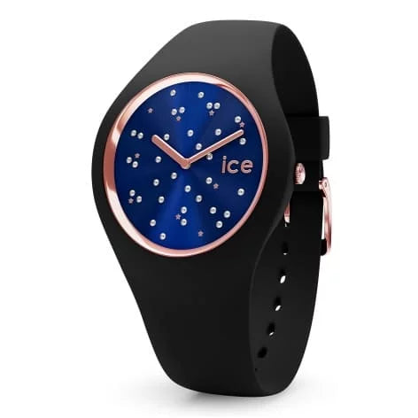 Montre ICE cosmos Star deep blue bracelet en silicone noir.