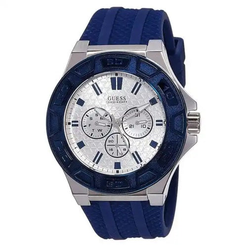 Montre Guess couleur Argent et Bleu W0674G4 : 45 mm de Pur Style, homme