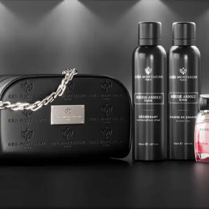 Coffret Rouge Absolu Élixir Homme de Gris Montaigne Paris, Élégance Intemporelle.