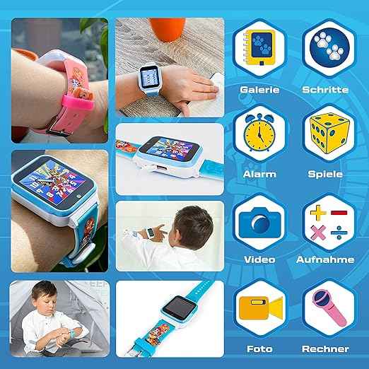 Pat' Patrouille Montre Enfant Technaxx Bleu 4G, GPS, SOS, Appels et Suivi, Vidéo, 6-10 ans